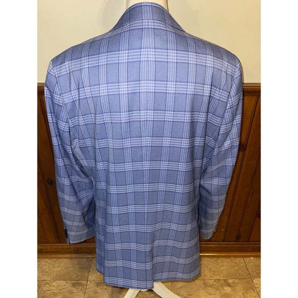 Mens The Savile Row Company Blue Plaid Spring Pockets‎ Buttons Blazer Size 44R - Picture 5 of 16
